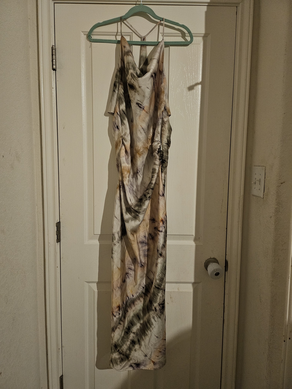 Women’s Sleeveless Cowl Neck Maxi Dress in Neutral Print